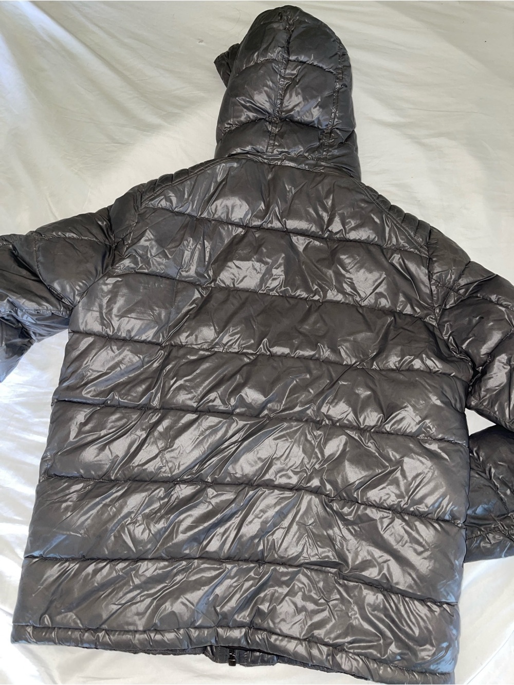 Guess Shiny Gray Quilted Hooded Puffer Jacket - Picture 4 of 4